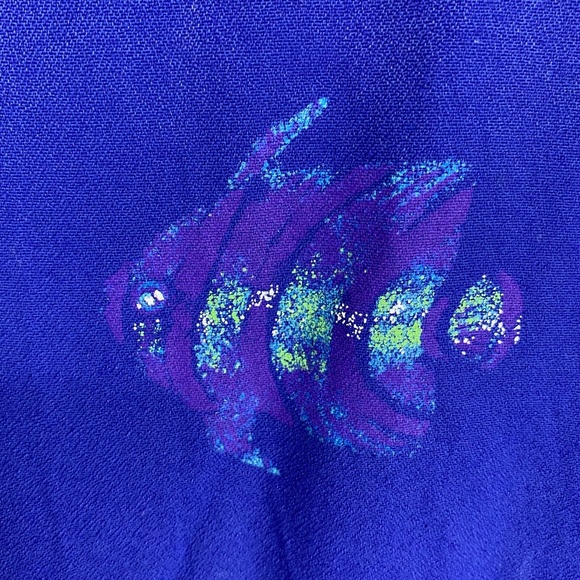 Connie Choi Womens Medium Sleeveless Maxi Dress Blue Fish Seashell Print Vintage - Picture 4 of 11